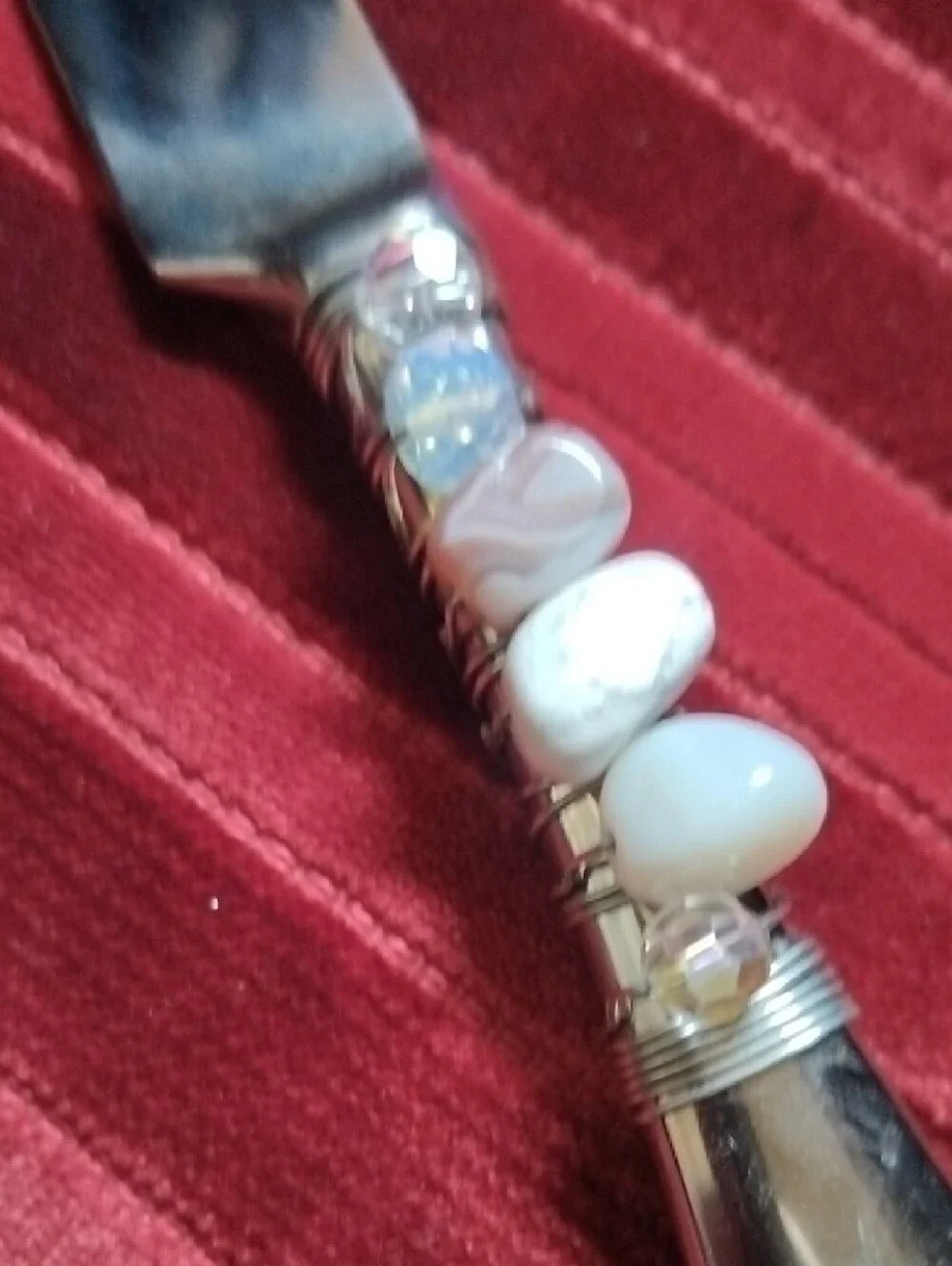Decorative Silver-Tone Butter Knife with Multicolored Wire Beaded Accentd